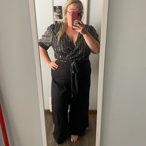✨Host Pick✨ NWOT Glitter Bodice Wide Leg Jumpsuit